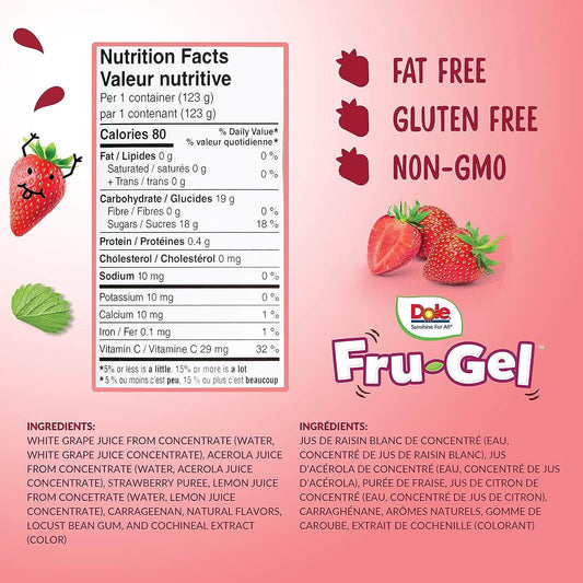 Dole Fru-Gel Strawberry Fruit Juice Gels, 4-Pack, 123-g