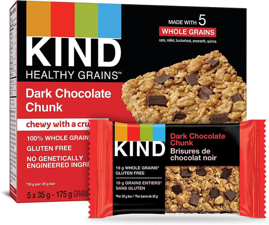 KIND Healthy Grains Bars | Dark Chocolate Chunk | GF | 35g, 5 Ct