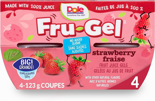 Dole Fru-Gel Strawberry Fruit Juice Gels, 4-Pack, 123-g