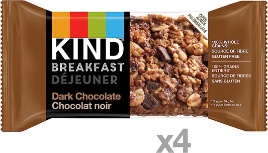 KIND Breakfast Bar - Dark Chocolate Cocoa | GF & Non-GMO | 4 Ct - 50 G Ea