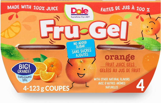 Dole Fru-Gel Orange Fruit Juice Gels | Vibrant & Juicy | 4-Pack | 123g