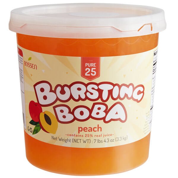 Bossen 7.26 lb. Pure25 Peach Bursting Boba Pearls - Best before food