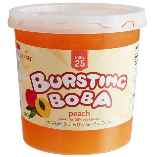 Bossen 7.26 lb. Pure25 Peach Bursting Boba Pearls - Best before food