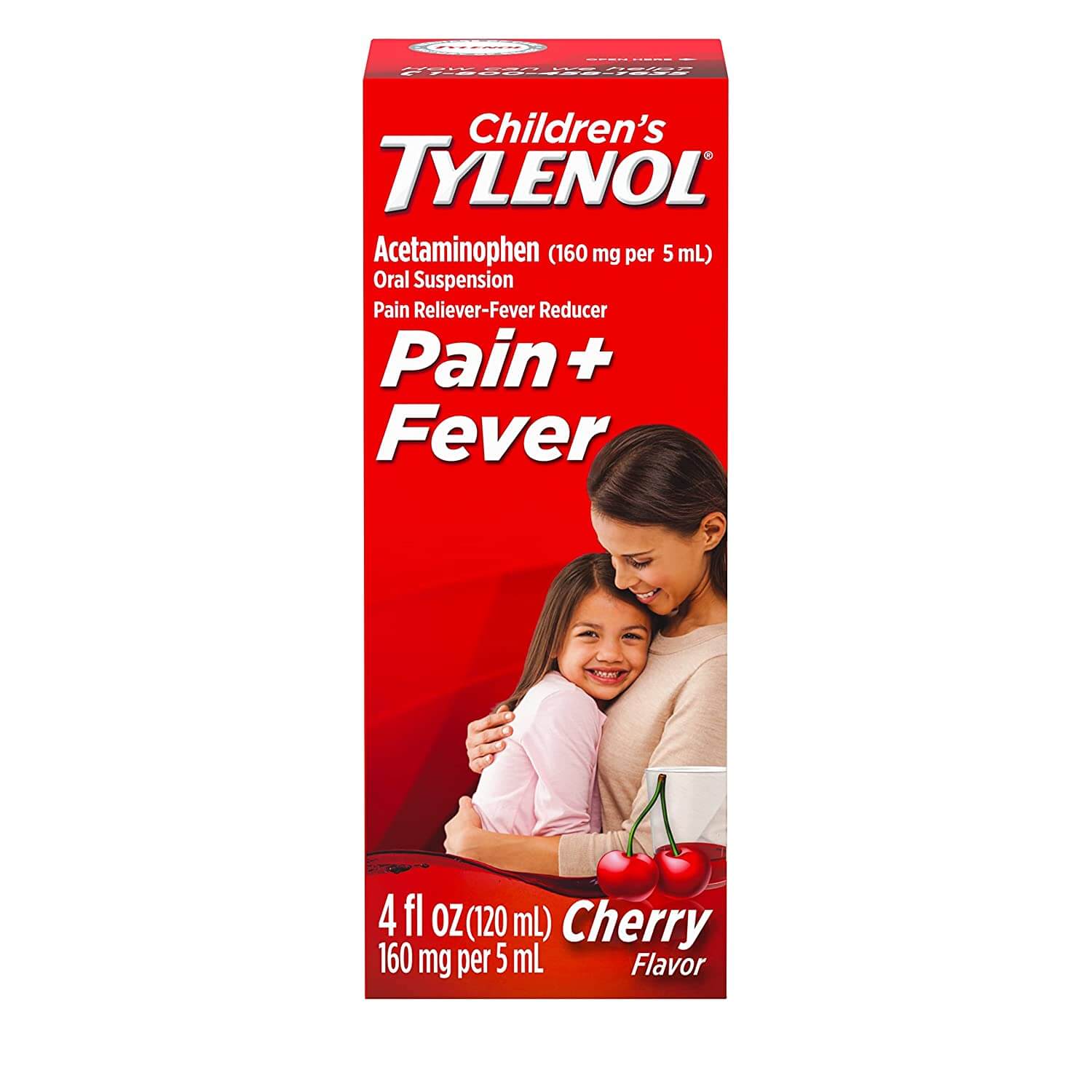 Children's Tylenol Oral Suspension Acetaminophen Dye-Free Cherry, 4oz/120ml - Best before food