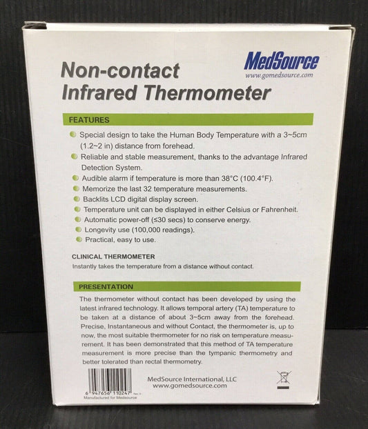 MedSource Non-Contact Infrared Thermometer - Best before food