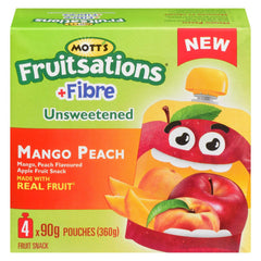 Mott's Fruitsations +Fibre Unsweetened Apple Sauce Pouches, Mango Peach - Best before food