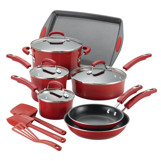 Rachael Ray Brights Nonstick Cookware Set/Pots and Pans Set - 14 Piece - Best before food