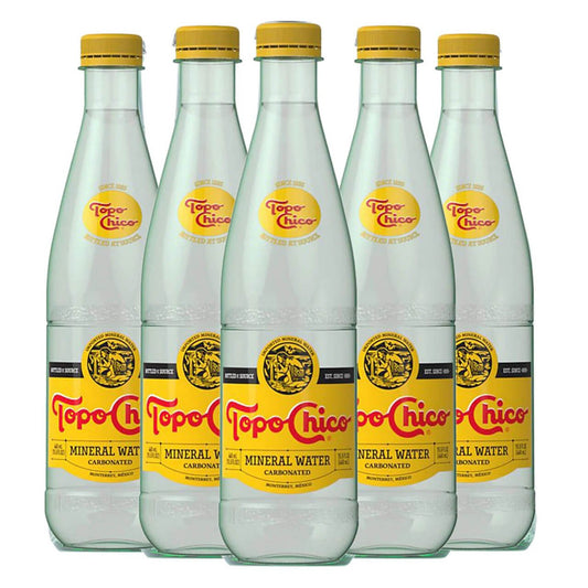 Topo Chico Carbonated Mineral Water Plastic Bottle 15.5oz | 6 Pack - Best before food