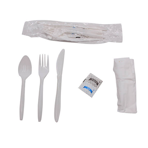 White Cutlery Kit 6 Pcs (100 Kits/Case) - Best before food