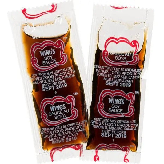 Wing's Soy Sauce Packets, Club Pack 500 x 9 g - Best before food